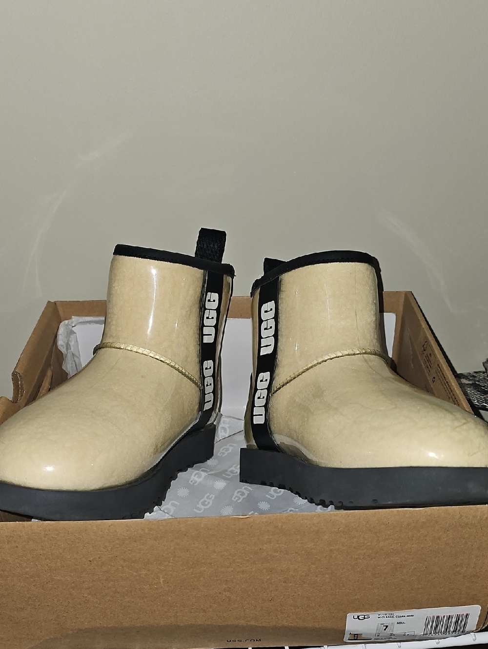 UGG Tan Short Waterproof Boot with Black Sole